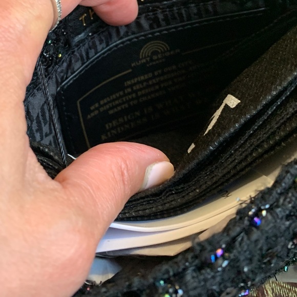 Authentic KURT GEIGER LONDON Tweed Lock fringe sequins flap Crosby/shoulder - Picture 9 of 15